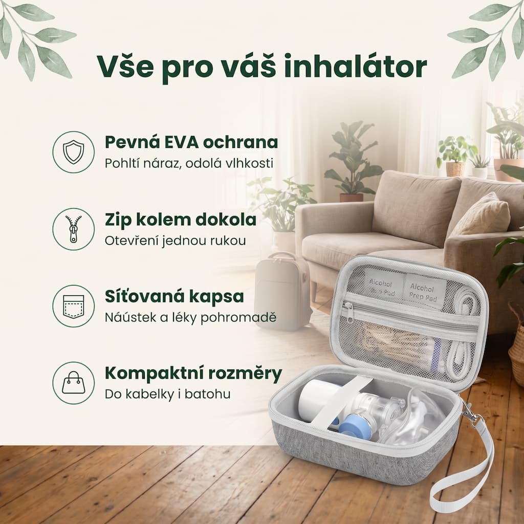 EVA pouzdro na inhalátor – pevná ochrana a síťovaná kapsa